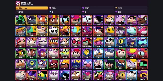 【Android/iOS】 82 BRAWLERS ✨ 101 SKINS ✅ 13 MAXED ⚡ 10 LEGENDARY ⭐ 27350 TROPHIES ✨ SANDY ✅ LEON ⚡ MEG ⭐ CORDELIUS ✨ KIT ✅ CROW ⚡ SURGE ⭐ AMBER