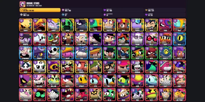 【Android/iOS】 105 BRAWLERS ⭐ 319 SKINS ✨ 36 MAXED ✨ 14 LEGENDARY ✅ 59392 TROPHIES ⚡ CROW ⭐ CORDELIUS ✨ KENJI ✅ AMBER ⚡ NORI ⭐ KIT ✨ PIERCE