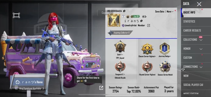 Pubg Mobile | Level 54 | 8 Mythic Skins | 6 Upgraded Weapons | Gold Rank