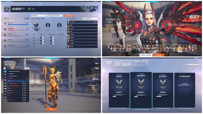 TANK SILVER 1 DPS SILVER 5 SUP SILVER 5 Overwatch 2 BATTLENET MYTHIC SKIN WITH FULL ACCESS DOUBLE SILVER & GOLD ALL ROLES