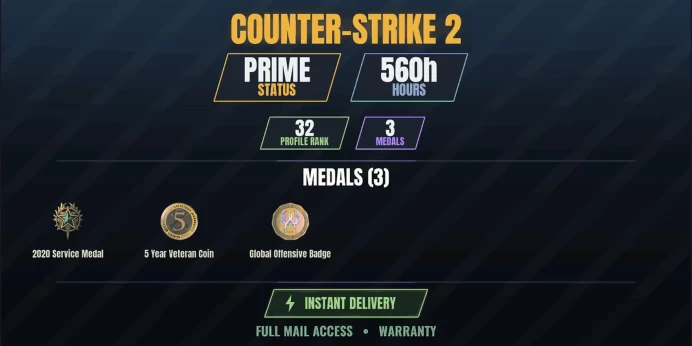 【35 Games✅$193】【CS2 Prime Premier⚡560h⭐3 MEDALS✨32 LVL】 2020 Service Medal, 5 Year Veteran Coin, Global Offensive Badge | BeamNG.drive