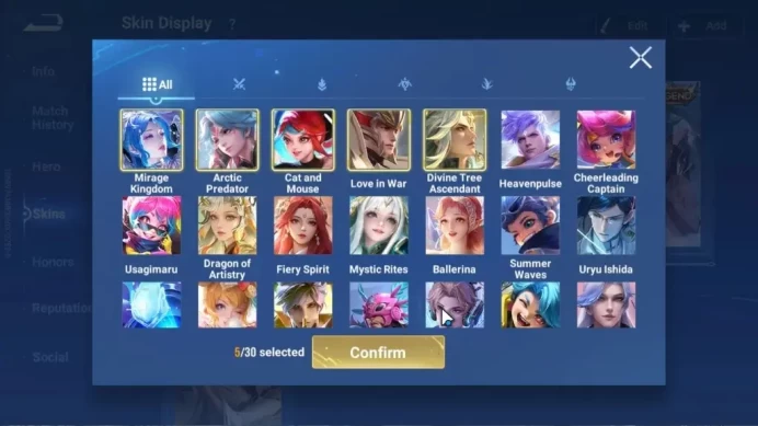 Hero 115|Skin 121|Mythic Diaochan,Legend Angela & Allain,Sanxingdui Hou Yi,Grandmaster Gan&Mo|Log Infinite|Take Mail|HOK2151