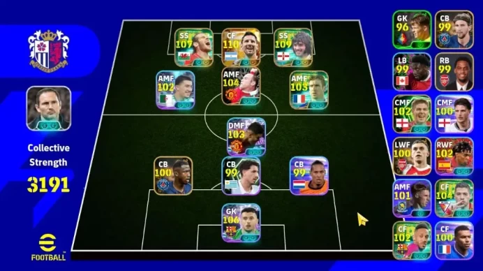Mobile|PW 3191|Bigtime Messi|Epic Best, Bale, Suarez, Cantona, Rooney|Showtime Casemiro, Garcia, Etc.|Konami ID|Check SS EFB919Z