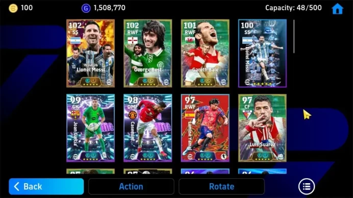 Mobile|PW 3191|Bigtime Messi|Epic Best, Bale, Suarez, Cantona, Rooney|Showtime Casemiro, Garcia, Etc.|Konami ID|Check SS EFB919Z