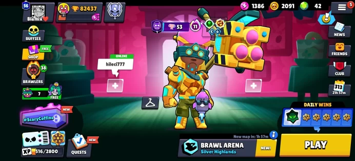 [Code B836] Level 226 / 82k Trophy + 105 Hypercharges + Brawl Pass Actived / 454 Skins / Very Cheap