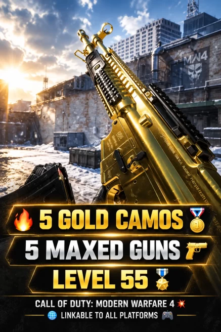 5 GOLD CAMOS | 5 MAXED GUNS | LEVEL 55 – CALL OF DUTY: MODERN WARFARE 4 | LINKABLE TO ALL PLATFORMS