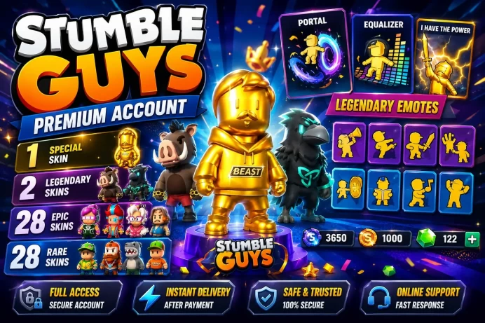Stumble Guys | Gold Jimmy Special Skin | 2 Legendary Skins | 122 Gems