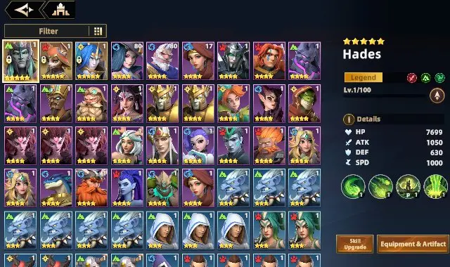 Hero Wars | Hades + Bernes + 3 Liz + Wim | Account Level 6 | Campaign 2-10