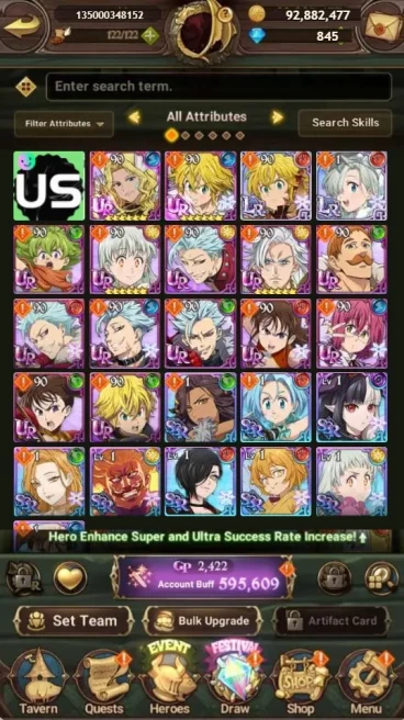 The Seven Deadly Sins | Global | 900-1200 Diamonds | UR Characters | Light Escanor + Dark Meliodas