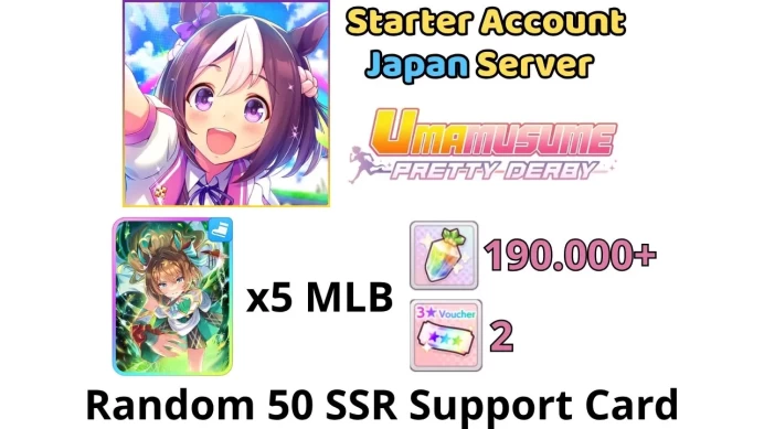 Uma Musume Pretty Derby JP | SSR Efforia x5 MLB Ready | 190K+ Carats | 2x 3-Star Tickets