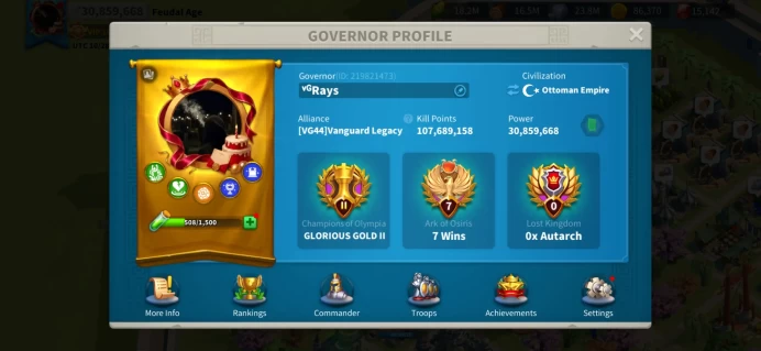 30M Power - KD 4044, Offseason KVK 3 - Qin Shi Huang & Aethelflaed Expertise - 3 Legend, 6 Epic Equip - 900K+ T4 Archer - 1 Flux Scrip VIII #595