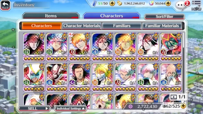 Global|50K Orb|Main Hard+Fresh Side Story|11th Aizen,GrimJow,New Ichigo,10th Rukia,Ichigo,Renewd Byakuya,Etc|Klab ID|BBS3107