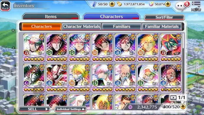 Global|50K Orb|Fresh Side Story|TYBW26 Rukia,11th Aizen,GrimJow,New Ichigo,10th Rukia,Ichigo,Etc|5,9K AccTic|Klab ID|BBS3110