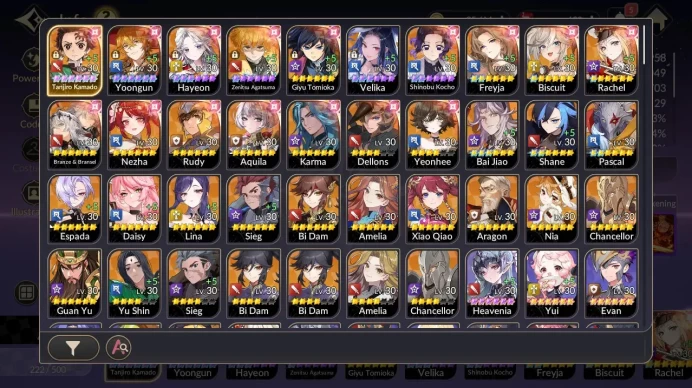 Global SEA|Awaken(Tanjiro TC6,Yoongun TC6,Shinobu TC2,Hayeon TC3,Zenitsu TC1),Biscuit TC1,Etc|1 EX-7k Select|Netmarble|SKR1182
