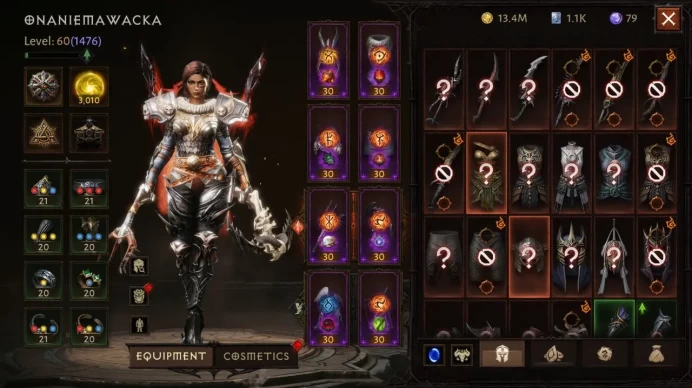 Diablo Immortal EU | Demon Hunter Level 60 | 3,010 Resonance | 59,202 CR | Full Essence