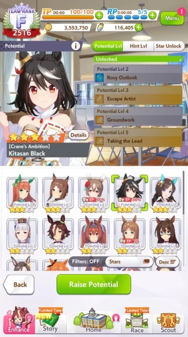 Uma Musume Pretty Derby | Global | 116000 Carats | 5+ SSR Cards | Kitasan Black, Satono Diamond, Hokko Tarumae