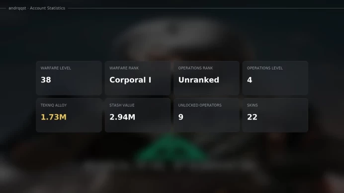 Delta Force | PC Global | Warfare Level 38 | 22 Skins | 9 Operators | 1 Legendary