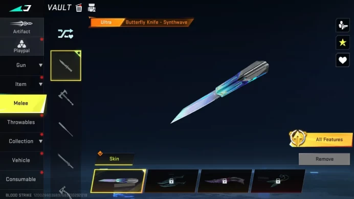 Asia|Ultra Melee Butterfly-Synthwave+Collab AOT M4A1 Battle Of Faith+2 Ultra Spike,Galil-Knight|6 Legendary|NetEase|BLS7264