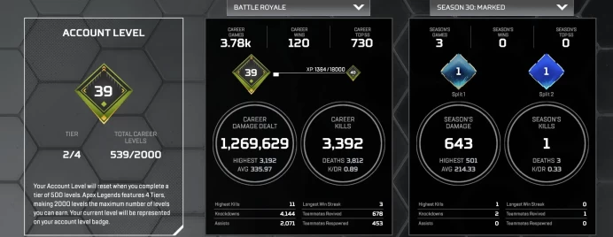 Apex Legends | Level 539 | 253 Legendary Items | Wraith Heirloom Kunai | Silver 4
