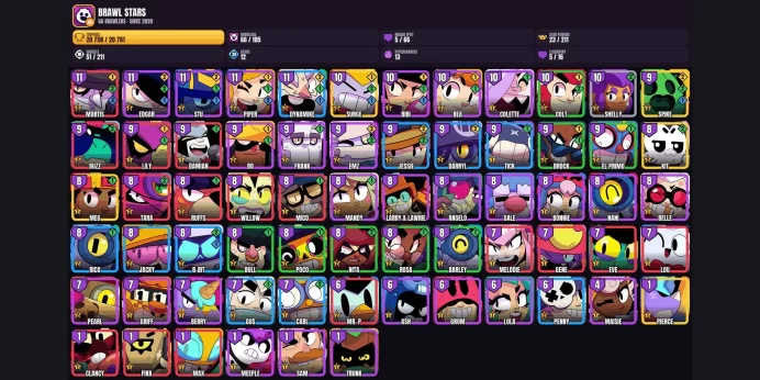 【Android/iOS】 66 BRAWLERS ⚡ 54 OLD OG SKINS ✨ 5 MAXED ⭐ 5 LEGENDARY ✨ 13 HYPERCHARGE ✅ 1 PRESTIGE ⚡ 20758 TROPHIES ⭐ SPIKE ✨ MAX ✅ MORTIS