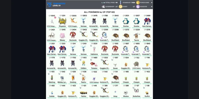 ✅ 5 Armored Mewtwo ⚡ IV100 MEGA Mewtwo Y 5,5K ✨ Shiny Rhyperior 3,2K ⭐ IV100 Charizard 3K ✨ Legendary: 17 ✨ Shiny: 17 ✅ Xerneas