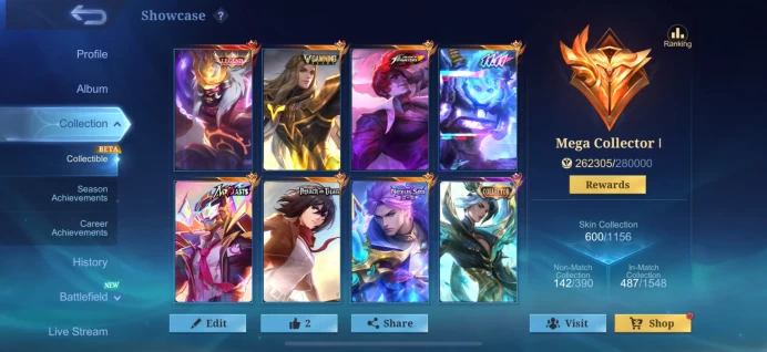 Mobile Legends | Mythic Rank | 600 Skins | 120 Heroes | 500 Stars