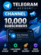 Telegram Account CHANNEL +10,000 Subscribers ⮞ Easy Access ⮞ Changeable Data ⮞ Fast Delivery