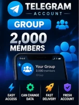Telegram Account GROUP +2,000 Members ⮞ Easy Access ⮞ Changeable Data ⮞ Fast Delivery
