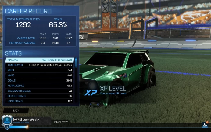 Rocket League | Epic Games | XP Level 452 | 22 Bodies | Fennec