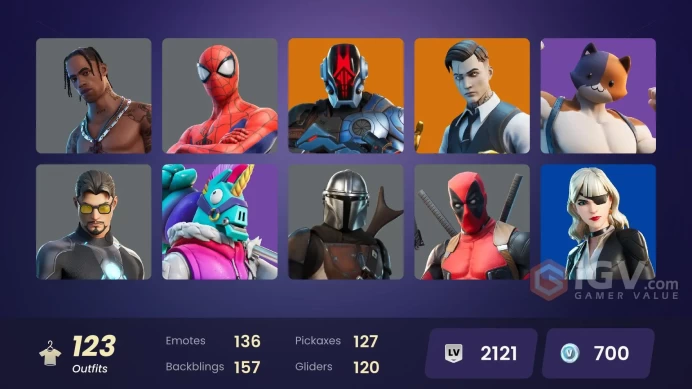 FA - [XBOX/SWITCH/PC] - 115 skins | Travis Scott | Gold TNTina | Gold Brutus | Gold Midas | Gold Meowscles | Cloud Striker | Subzero Cryptic 