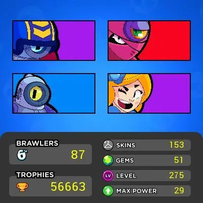 [Code 5487] Level 275 / 56k Trophy + 153 Skins / Very Cheap