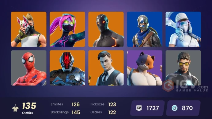 [XBOX/SWITCH/PC] 135 skins | Blue Squire | Royale Knight | Mako | Take The L | Master Chief | Gold Midas | Sultura | Cloud Striker