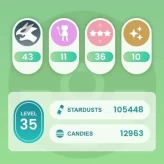 lvl35,have 100IV Mewtwo,have 43 Legendary,10 Shiny,Shiny Celebi etc,36 nice 100IV pokemons,many high CP pokemons N8565