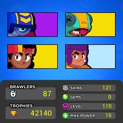 [Code 6112] Level 170 / 42k Trophy + 121 Skins / Very Cheap