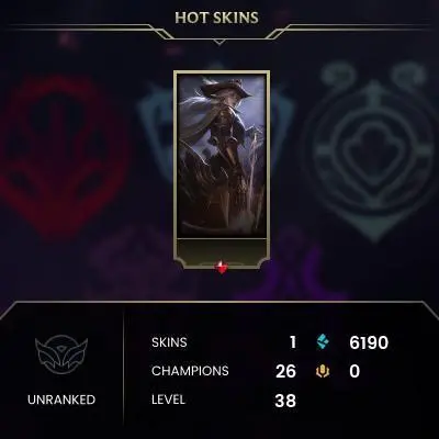 UNRANKED /IRON 3 HANDMADE LAST SEASON /%0 WR/GIGA STUCK/BEST FOR CLIMB/2 SKIN/B.E:6K/BEST ACCOUNT SELLER/1 MIN DELIVERY