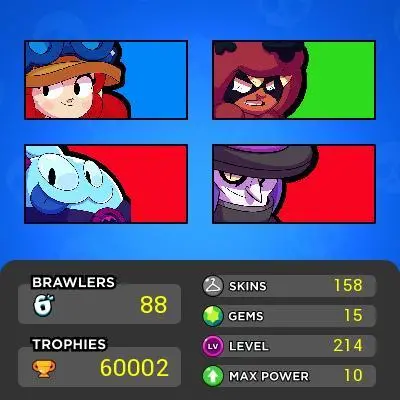 [Code 6304] Level 214 / 59k Trophy + 158 Skins / Very Cheap