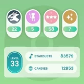 lvl33,have Shiny Mewtwo Celebi ,have 22 Legendary,58 nice 100 IV pokemons,7 nice shiny,many nice high CP pokemons N8627