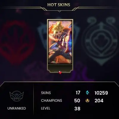 EUW SERVER/17 SKIN+42 SKINSHARD/10K B.E/90 CHAMPIONSHARD/FULL ACCESS/