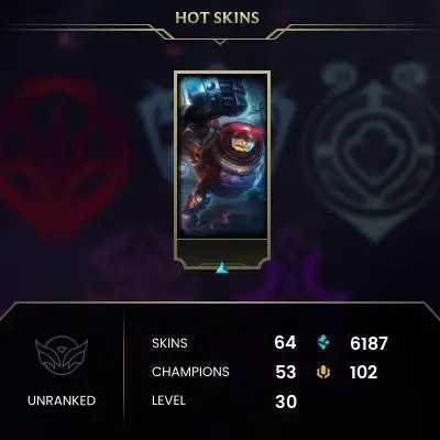 EUW SERVER/64 SKIN/HANDMADE/6K B.E/FULL ACCESS/UNVERIFIED MAIL/