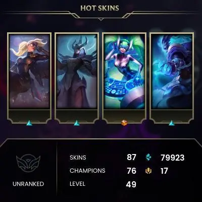 EUW SERVER/87 SKIN/80K B.E/HOLIDAY BARON NASHOR ICON/GOLD MMR/5 YEAR NO GAME/FULL ACCESS/