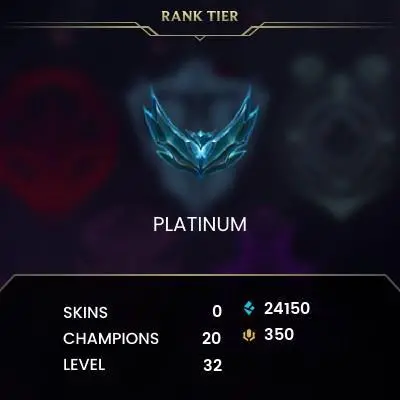 EUNE Platinum IV | Hand- ( leveled + Boosted ) | Unverified |24150 BE | 350 RP | Untouched-Loot | Check Description