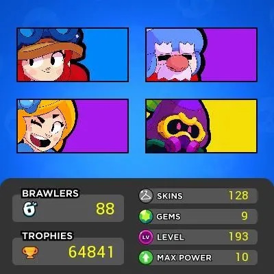 [Code 6387] Level 193 / 64k Trophy + 128 Skins / Very Cheap