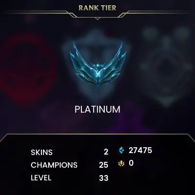 EUW Platinum Rank Smurf Account - lvl 33 - 28K BE | k/DA All Out ...