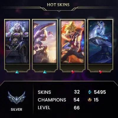 Compte League Of Legends EUW Silver 3 - 1K Blue Essence, 24 Champions, 1 Skin, MMR élevé