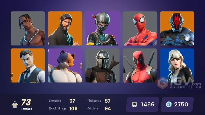 FA - [XBOX/SWITCH/PC] 73 skins | The Reaper | Elite Agent | Travis Scott | Take The L | Gold Midas | Calamity | Catalyst | Predator | Kymera