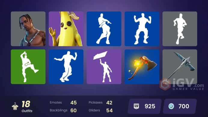 FA - [XBOX/SWITCH/PC] 18 skins | Travis Scott | Sentinel | Blackheart | Rox | Hybrid | Ronin | Sidewinder | Peely | Lt. John Llama