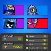 [Code 6744] Level 294 / Shelly Star + Merchant Gale / 59k Trophy / Rare Skins