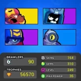 [Code 6746] Level 247 + CR lvl 53 / 56k Trophy + 164 Skins / Rare Skins
