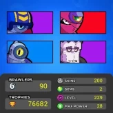 76536 TROPHIES-MASTER-28 MAX POWER-200 BEAUTIFUIL SKINS-17HYPERCHARGE-11 TITLES-15000 3VS3 VICTORIES-VIRUS CHARLIE-RED GODZILLA BUZZ-FULL ACCESS