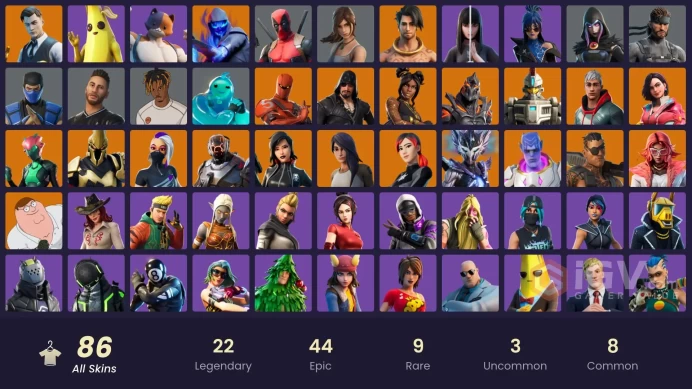 [PC/PSN/XBOX] 86 skins | Gold Midas | Rox | Gear Specialist Maya | The Scientist | Spire Assassin | Peter Griffin | Kymera | Sorana | FN1175
